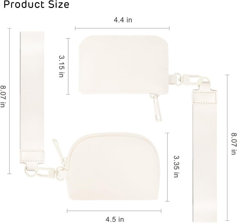 Viverte Mini Zip Around Wristlet Wallets for Women Small Portable Coin Purse Dual Pouch Keychain Wristlet Gifts for Women Travel Sports Outdoors (Beige) - Image 3